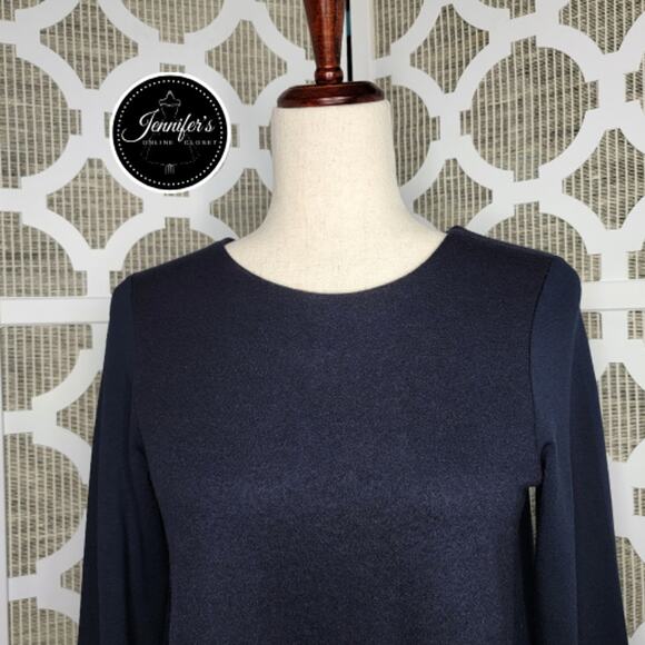 COS Women's Navy Blue Center Wool Panel Ponte A-Line Minimalist Dress Size S - Picture 2 of 11